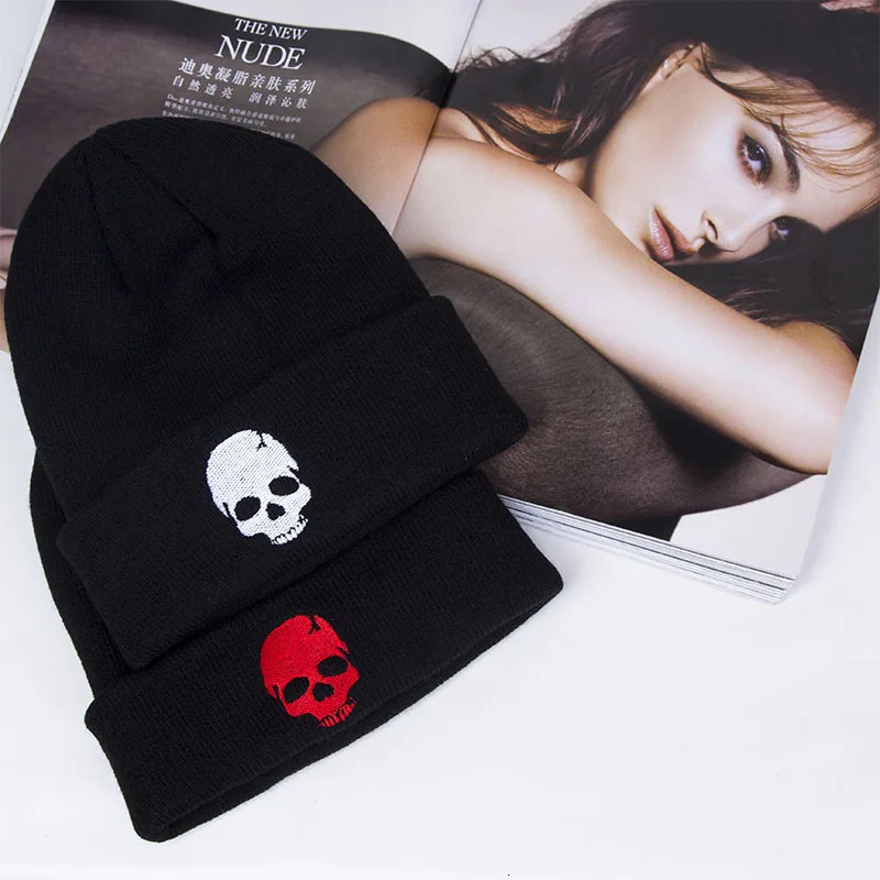 Unisex Knitted Hat Fashion Autumn And Winter Skull Style Beanie Hats For Woman Man Warm Cap 241125