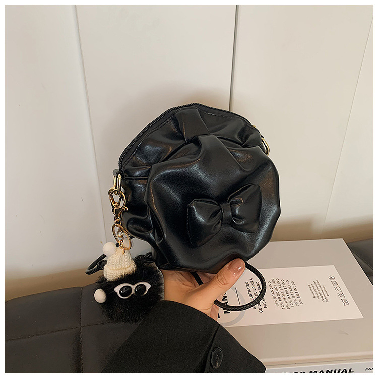 High End Handbag For Bags Handbags Women Autumn, Versatile New Fashion Crossbody Bag, Bow Folded Small Round Bag Designer