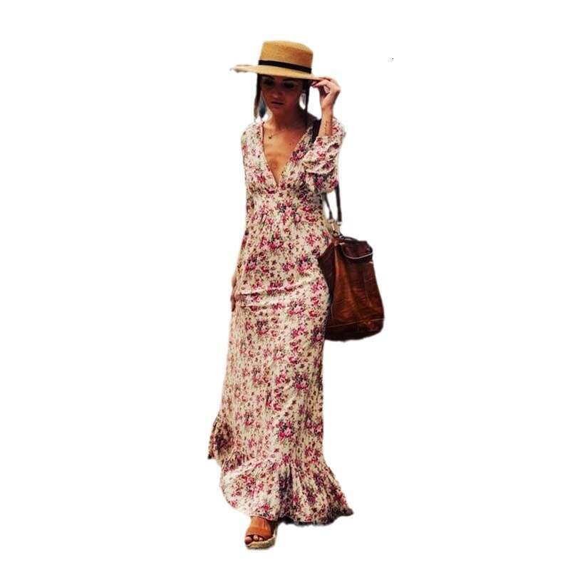 Printed Dress with Lantern Sleeves, Bohemian Long Dress, Women's Wear 2024 New Style, Unique and Elegant Clothing