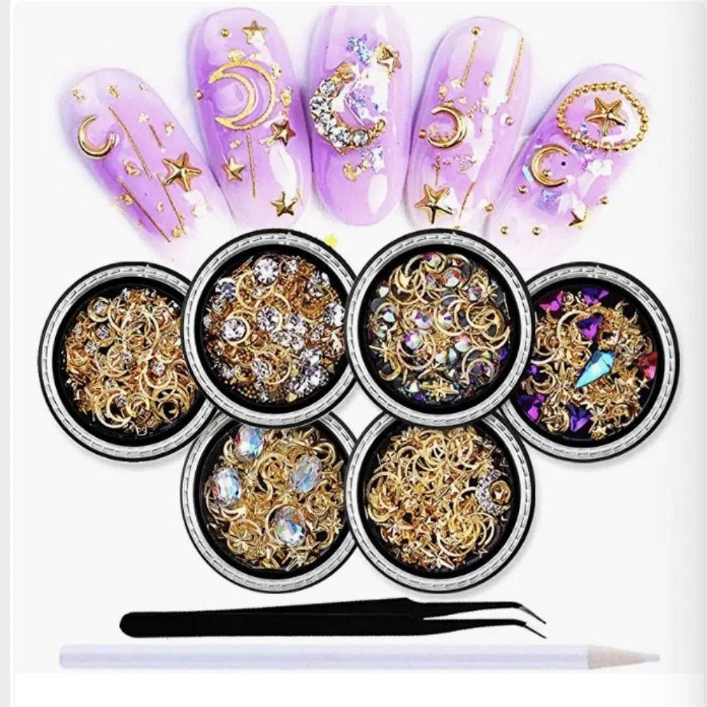 8 Piece Set Of Manicure Box Decorations Nail Art DIY Sequin Nail Diamond Decoration Accessories 240430