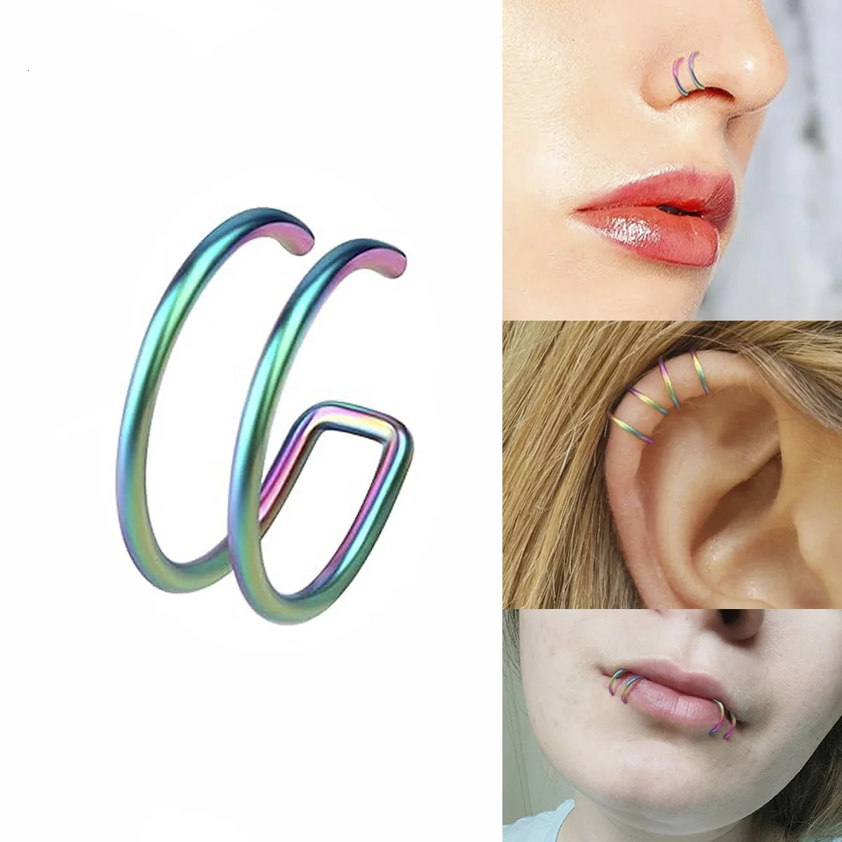 5Pcs Piercing Clip Nose Ring Cuff Body Jewelry Trend Ear Cuffs Rings For Women Girl Gift Nariz 241125