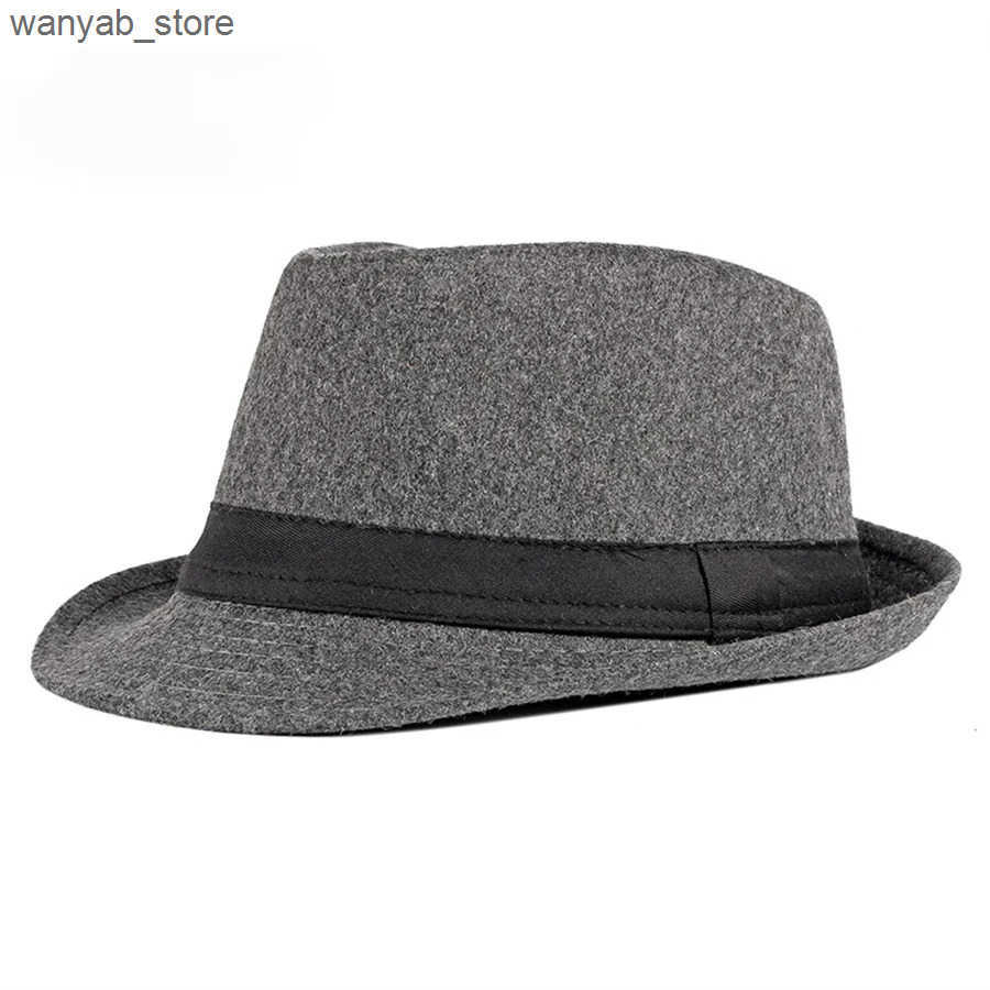 Wide Brim Hats Bucket Hats Unisex British Felt Jazz Hats For Middle Aged Men Bucket Hat Wool Fedoras Hat Autumn Winter Gentlemen Wedding Party Magic C