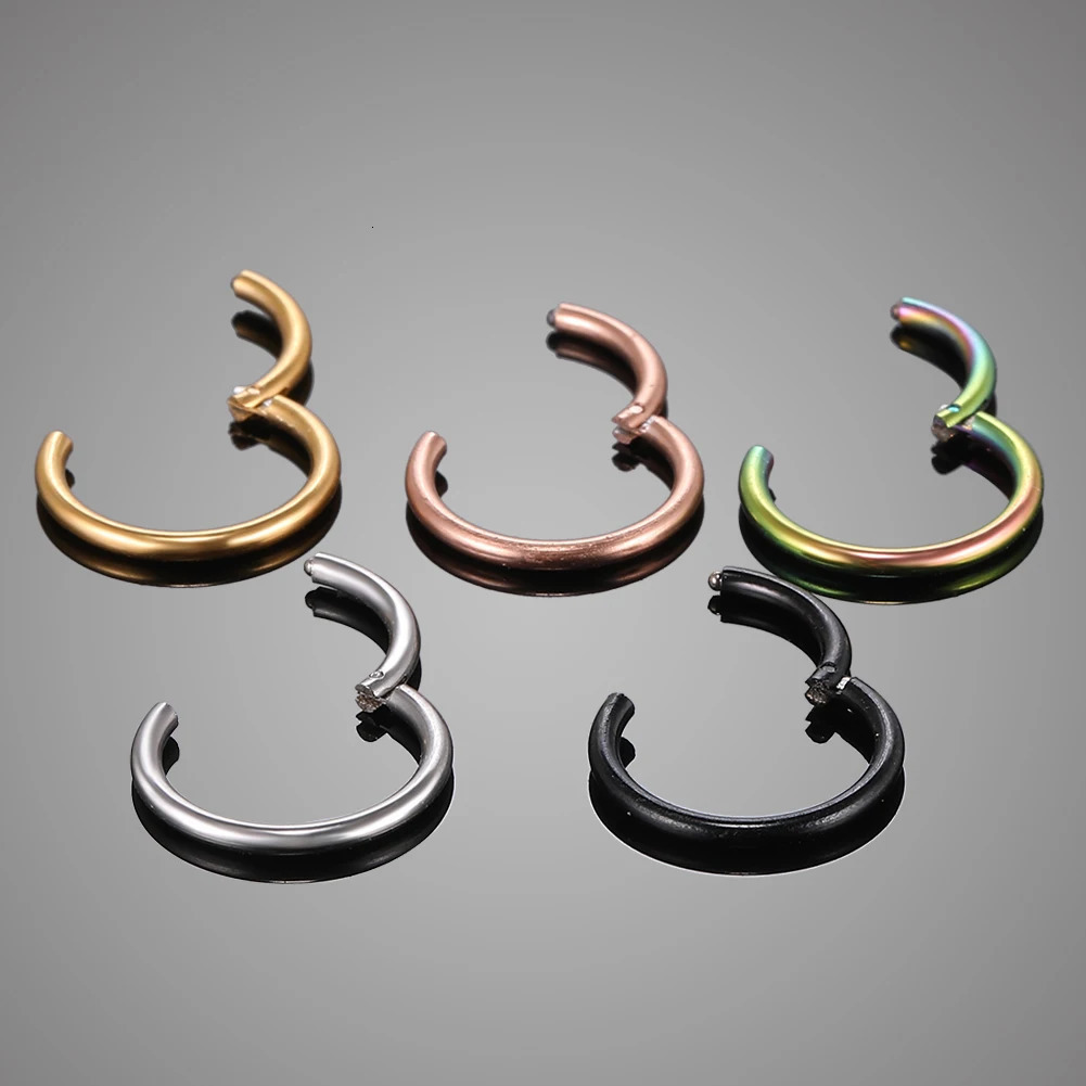 1PC 12G20G Septum Piercing Steel Clicker Hinged Segment Ring Goth Nose Hoop Earrings Lip Ear Cartilage Helix Piercings 241125