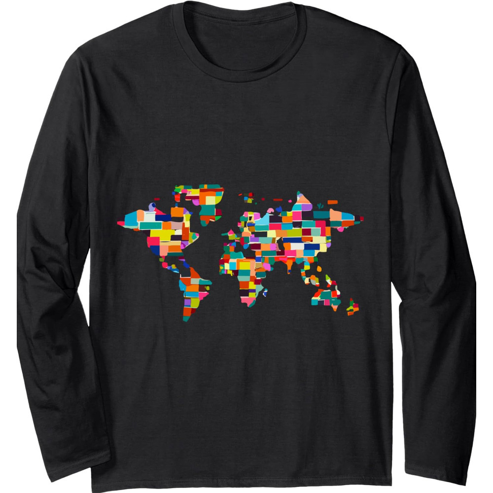 Long Sleeve Shirts for Men sweatshirt World Map Design Long Sleeve Tee Streetwear Casual tops clothes Fashionable and cool