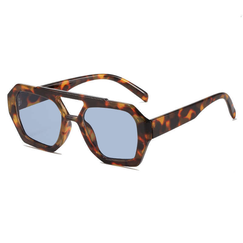 Shuangliang Street photo sunglasses, American high-end sense, Instagram style, men's and women's trendy concave shape, round face sunglasses