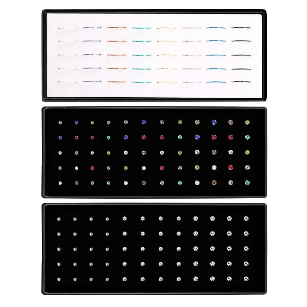 Fashion Crystal Stainless Steel Nose Stud Piercing for Women Hypoallergenic 18mm Ring StraightLScrew Shaped Body Jewerly 241125