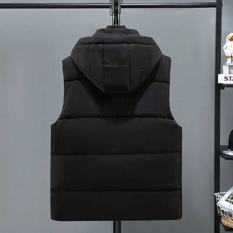 Men's Down Parkas Plus Size 10XL 11XL Mens Vest Jacket Winter Waterproof Warm Sleeveless Men Jacket Fashion Hooded Casual Vest Thicken Waistcoat 