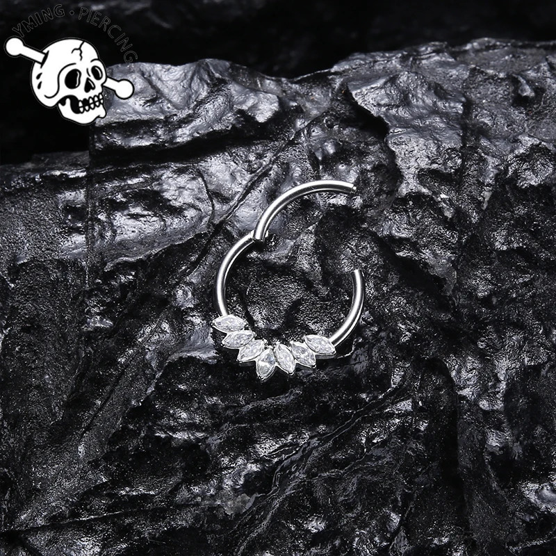 G23 Septum Nose Ring Piercing Body Jewelry 16G Moon Segment Snake Clicker Helix Ear Cartilage Heart Daith Hoop 241125