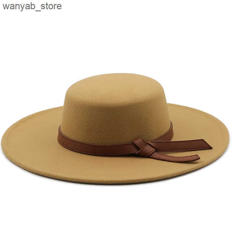 Wide Brim Hats Bucket Hats Cream Flat Top 10cm Wide Brim Fedora Hats Men Gentleman Boater Hat Fashion Party Wedding Hats for Women Elegant Church Chap