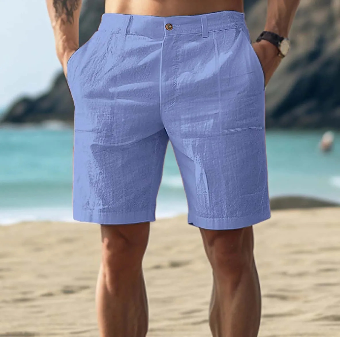 Summer Mens Cotton and Hemp Shorts Fashion Versatile Trend 240415