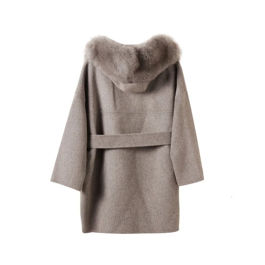 2023 Arrival High Quality Cashmere Women Jacket Real Fur Collar Fashion Model Wool Coat 241121