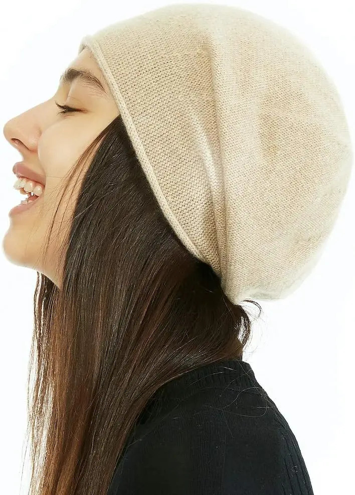 Ladies Pure Cashmere Beanie Hat Womens Gift Skull Cap Soft Warm Winter Headwear Premium Knitted Head Covering Cozy 241125