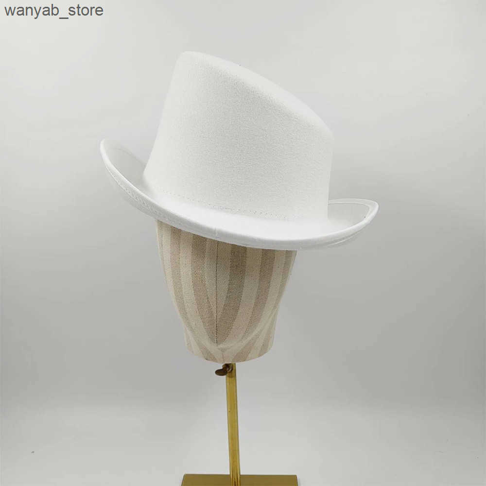 Wide Brim Hats Bucket Hats New High Top Gentleman Derby Hat Fedora Hat Mens and Womens Gentleman Colorful Bevel Top Hat Felt Magic Hat President Hat L