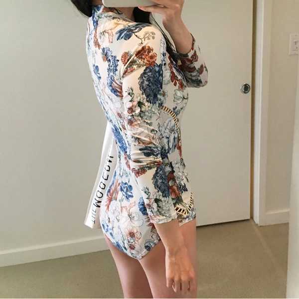 Women's Swimwear Diving one-piece swimsuit printed long Sle womens swimsuit bodysuit H241130