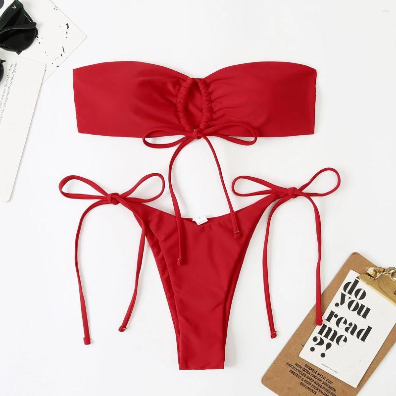 Womens Swimwear Sexy Triangle Bikini Women Solid Cover Belly Elegant Swimsuit Female Bathing Suits High Cut Set