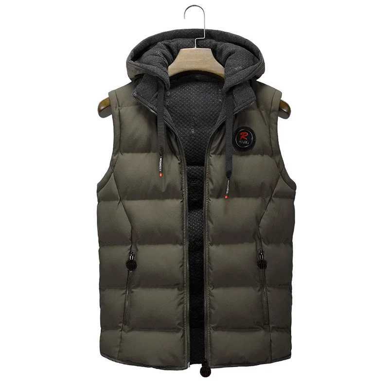 Men's Down Parkas Winter Casual Vests Warm Hood Jacket Vest Men Sleeveless Streetwear Jackets Parkas Vests Men Outerwear Quality Mens Vest Brand 
