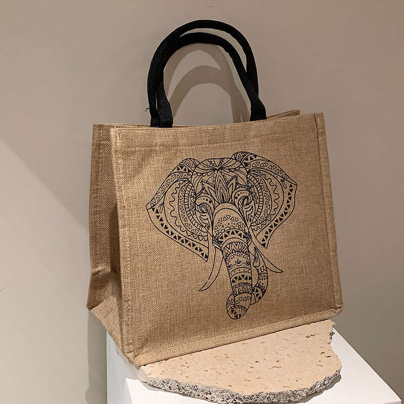 Large Capacity En Handbag For Women, Retro Fashionable, Made Of Jute Cloth, One Shoulder Tote Versatile, Mommy Bag, Fashionable And Classic In Quality