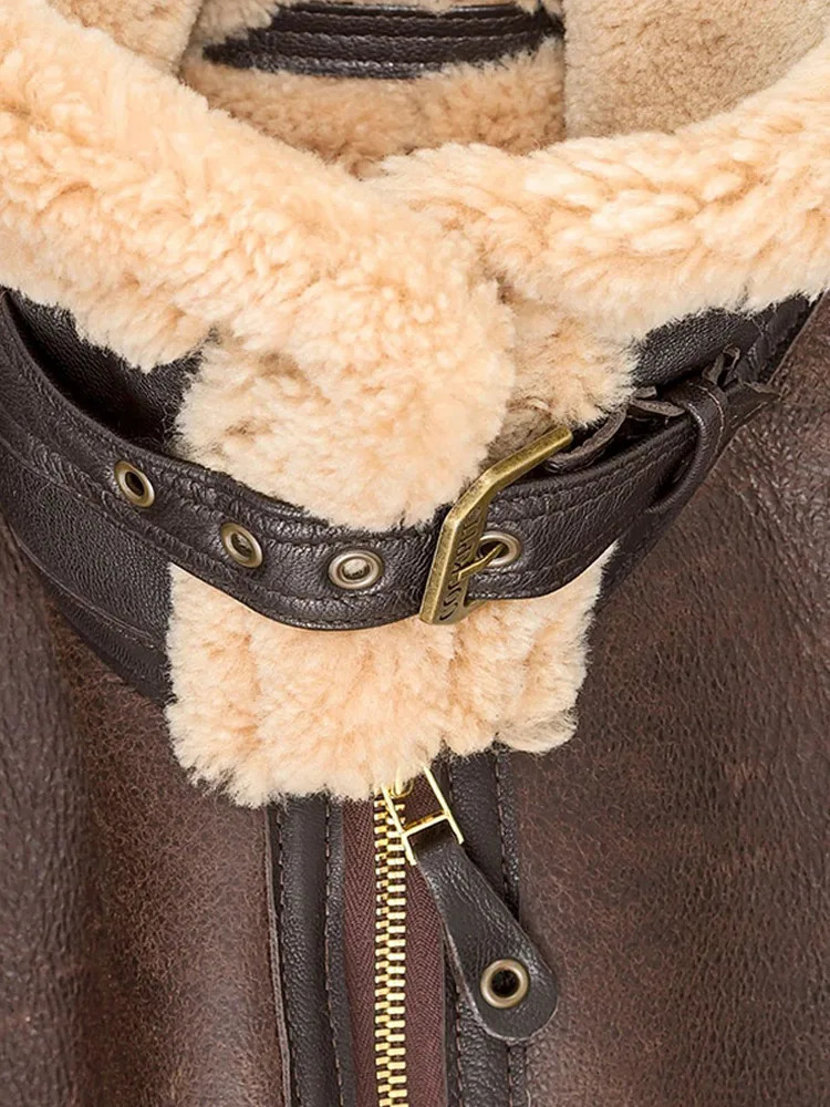 2024 Winter Faux Leather Fur Wrm Coat For Male Fashion Lapel Long Sleeve Fleece Jacket Mens Thicken Zipper Pocket Furry Outcoat 241120