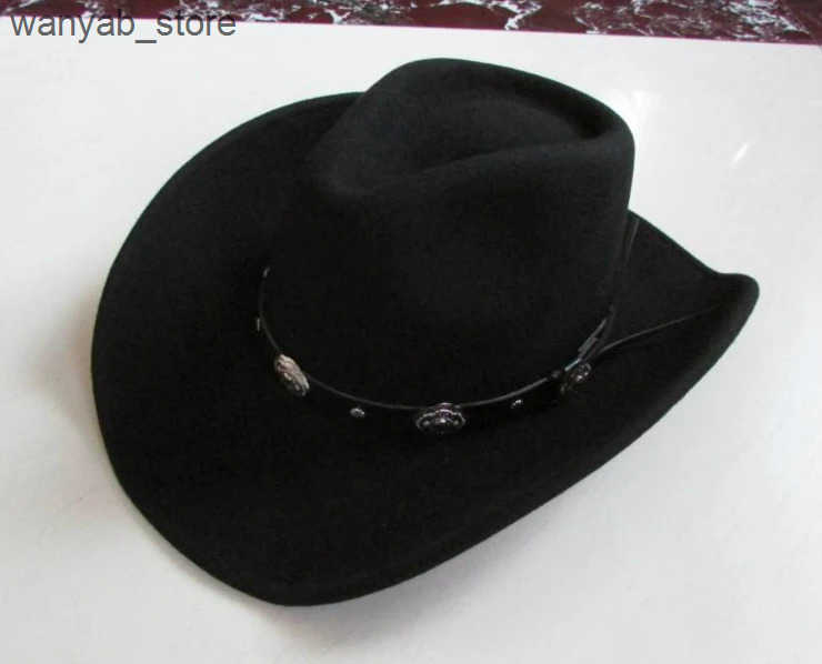 Wide Brim Hats Bucket Hats New % Woolen Cowboy hat Waterproof Wrinkle-free Felt Cowboy Hats Wide Brim Cowboy Hat Large-brimmed B-8133 L240910