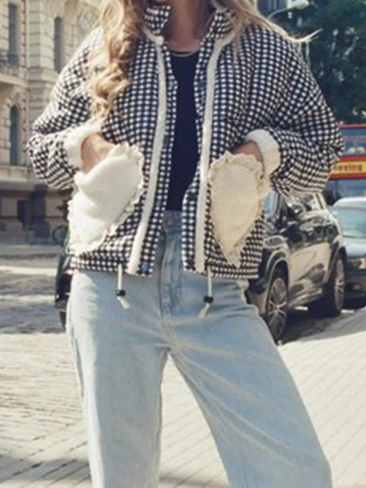 Women Lovely Loose Heart Patterned Parkas 2024 Winter Long Sleeve Quilted Cotton Padded Jacket Coat Female Cute Outerwear 241125