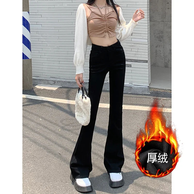 ZOENOVA wool flash pants Y2K womens winter warm and fashionable high waist elastic leg Hick velvet womens denim shorts 241122