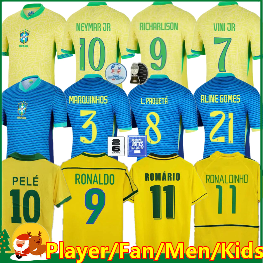 2024 2025 BrazilS soccer jerseys MARCELO PAQUETA NERES NEYMAR JR COUTINHO FIRMINO JESUS VINI JR 1970 1978 1998 2022 BrasilS kids kit Men football shirt