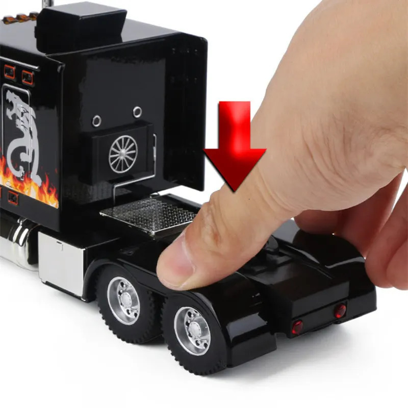 124 Alloy Trailer Truck Head Car Model Diecast Metal Container Engineering Transport Vehicles Kids Toy Gift 240430