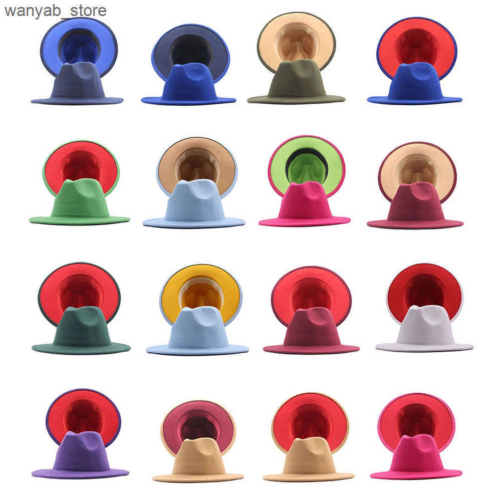 Wide Brim Hats Bucket Hats Two Colors Fedora Hats Women Wool Felt Vintage Church Ladies Hat Unisex Wide Brim Panama Party Cowboy Cap Jazz Wedding Hat 