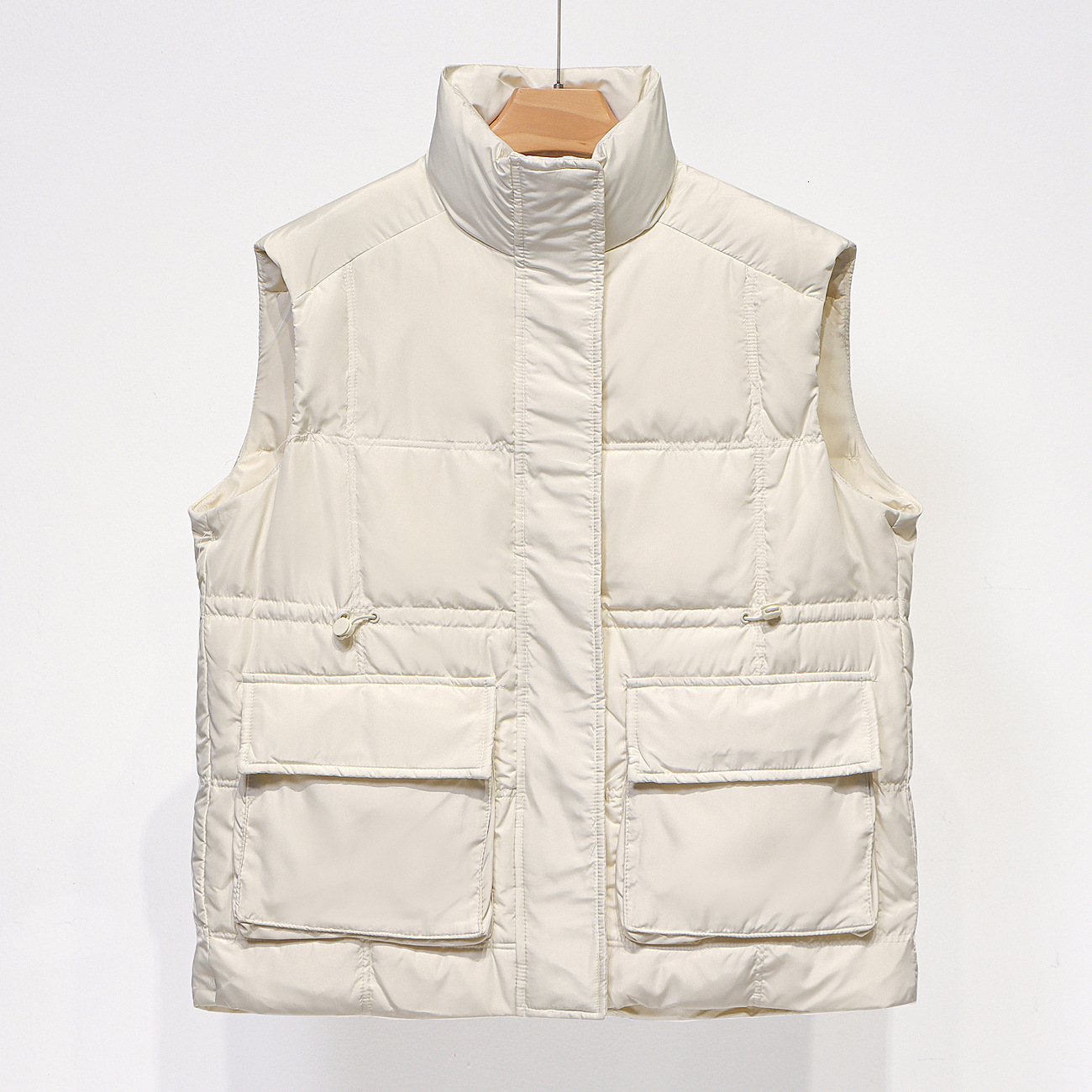 New autumn and winter European loose women's short, large pocket vest jacket, single shoulder designer down jacket