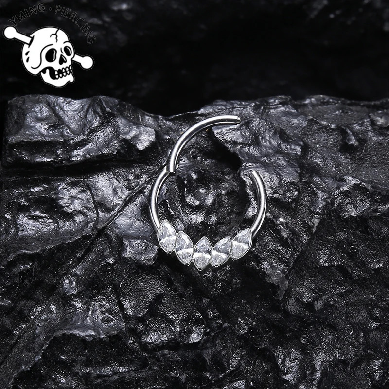 G23 Septum Nose Ring Piercing Body Jewelry 16G Moon Segment Snake Clicker Helix Ear Cartilage Heart Daith Hoop 241125