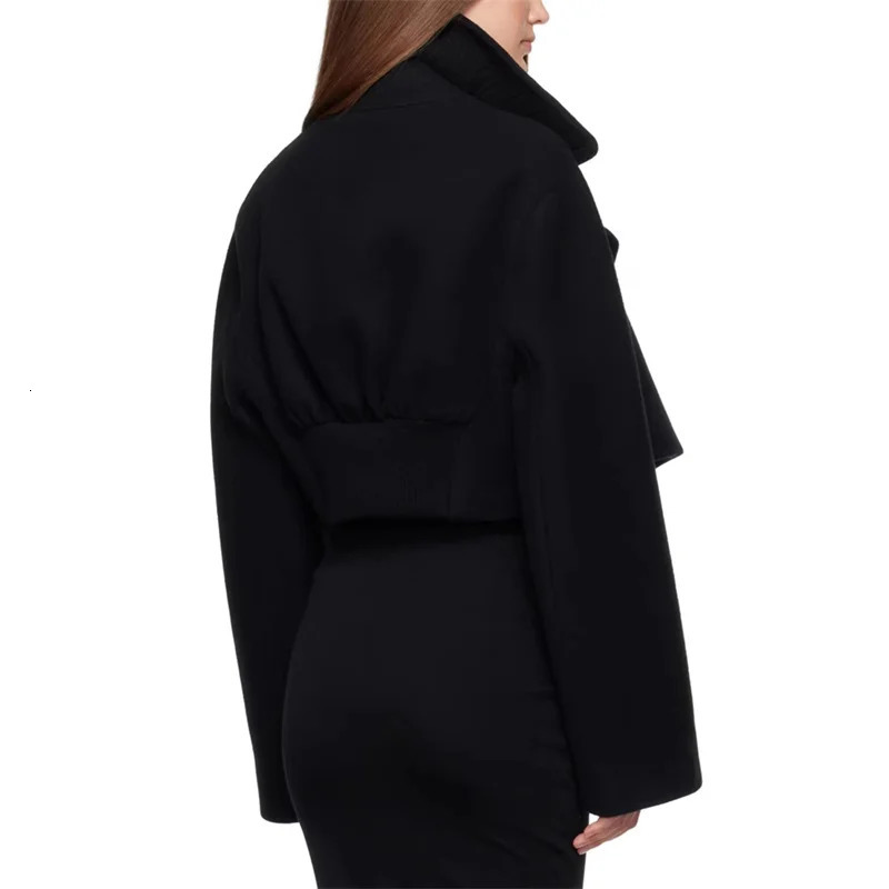 Womens coats 2024 Winter in outerwears Large Collar Short Wool Women coat High quality long sleeved top y2k jacket 241129