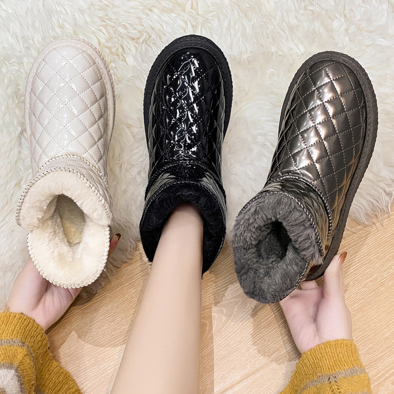 2025 New Women Fur Slippers Ankle Boots Flats Platform Short Plush Warm Flip ps Cotton Shoes Designer Brand Winter Snow Botas