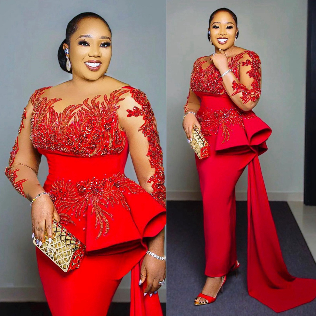 2024 Plus Size Mother of the Bride Gowns Formal Dresses for Women Long Sleeves Sheer Neck Illusion Appliqued Beaded Lace Birthday Mothers Dress for Oc