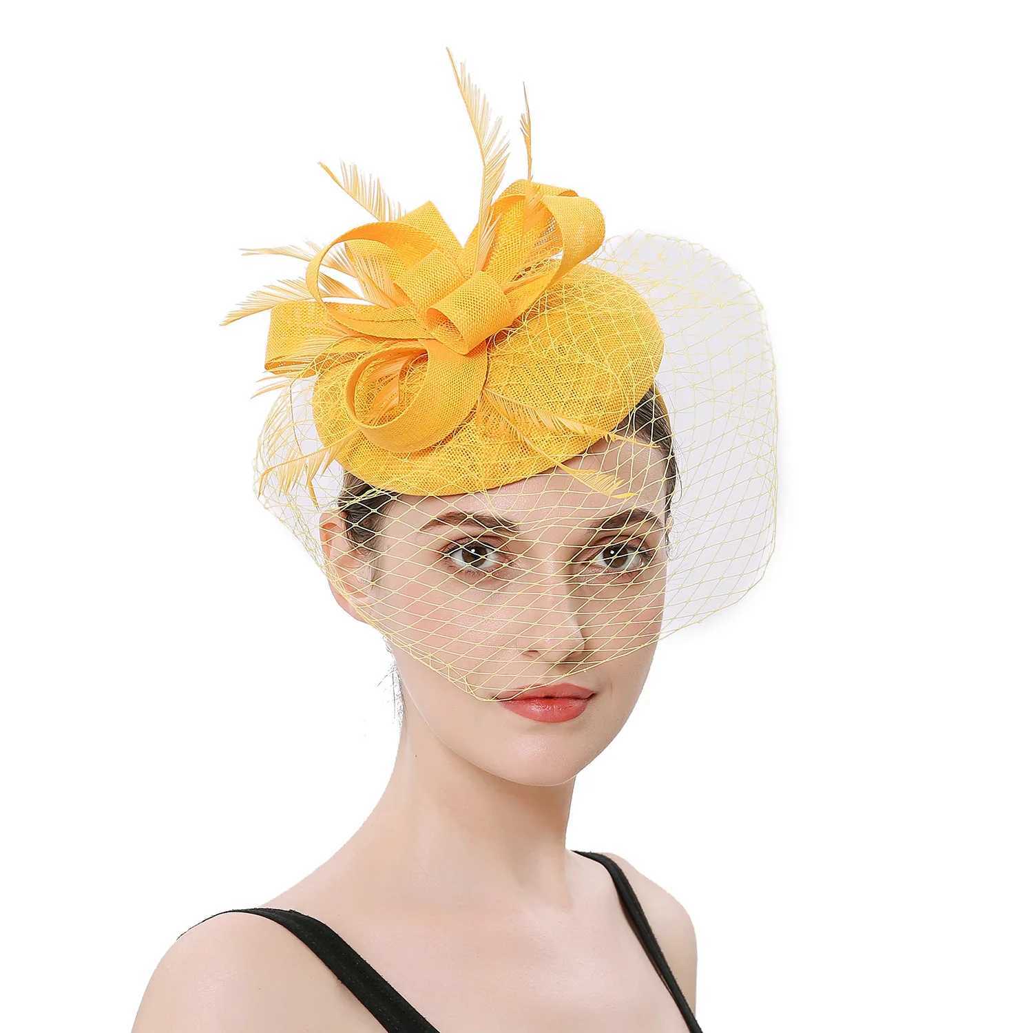 Wide Brim Hats Bucket Hats Hot Fancy Fascinators Pillbox Hats for Womens Headdress Cocktail Tea Party Kentucky Derby Jockey Club Hair Accessories Y240