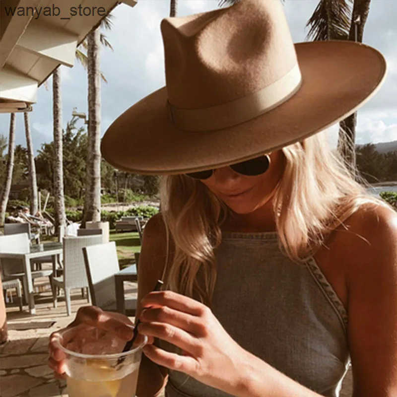 Wide Brim Hats Bucket Hats Classical Wide Brim Porkpie Fedora Hat Camel Black % Wool Hats Men Women Crushable Winter Hat Derby Wedding Church Jazz Hat