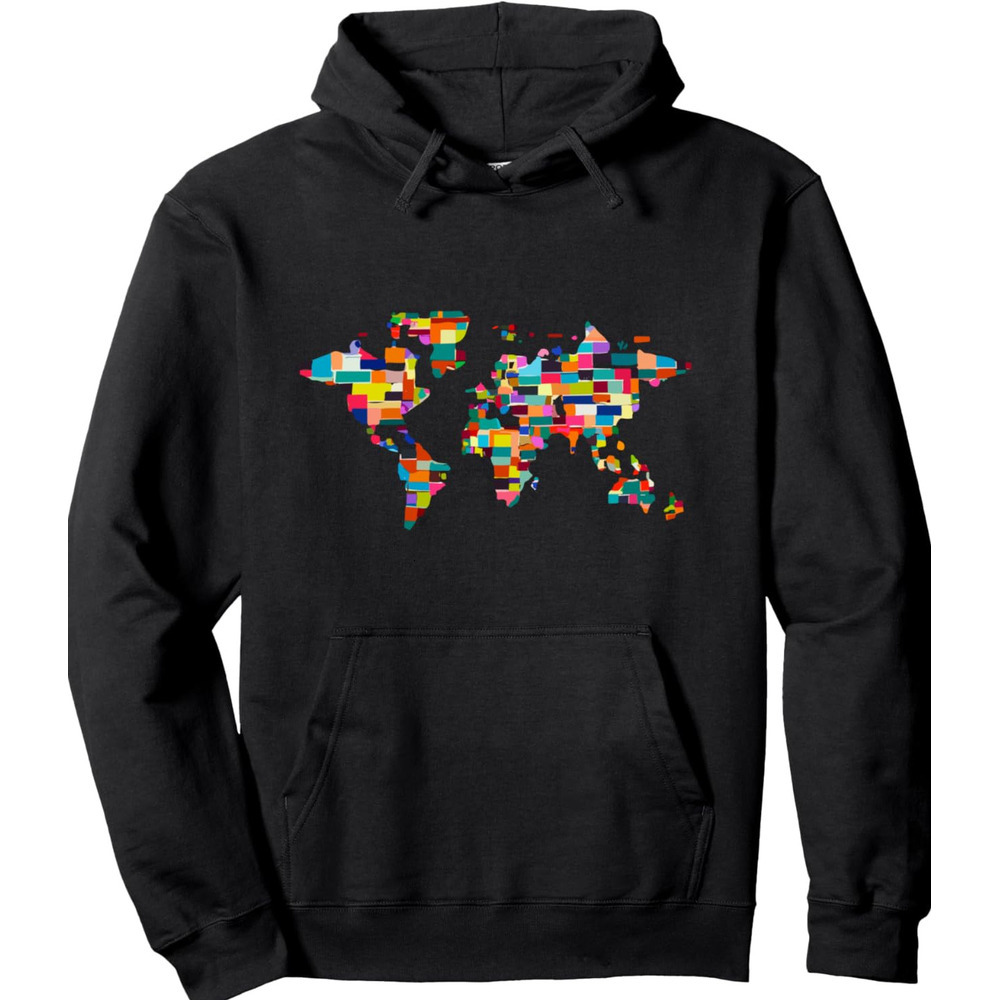 Hoodie for Mens Womens World Map Design Pullover Hoodie Graphic Hoodies sweatshirt Fashionable and cute
