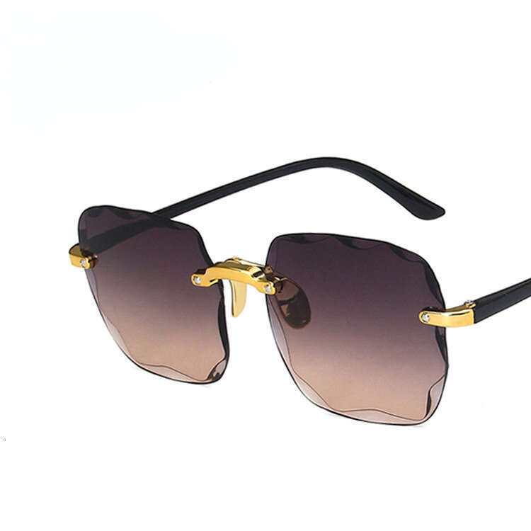 Square rimless ins trimmed large frame Sunglasses classic sunglasses trendy women