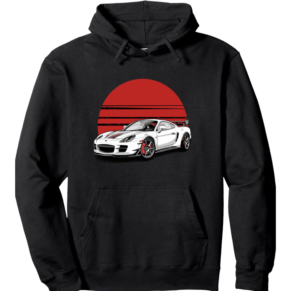 Hoodie for Mens Womens White Sports Car Design Pullover Hoodie Graphic Hoodies sweatshirt Fashionable and cool