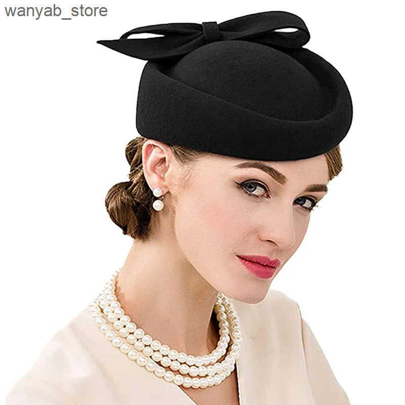 Wide Brim Hats Bucket Hats Women Church Fascinators Hats Black Vintage Wool Wedding Pillbox Tea Party Hat Fedora Felt Fedora Red For Ladies Derby Hat 