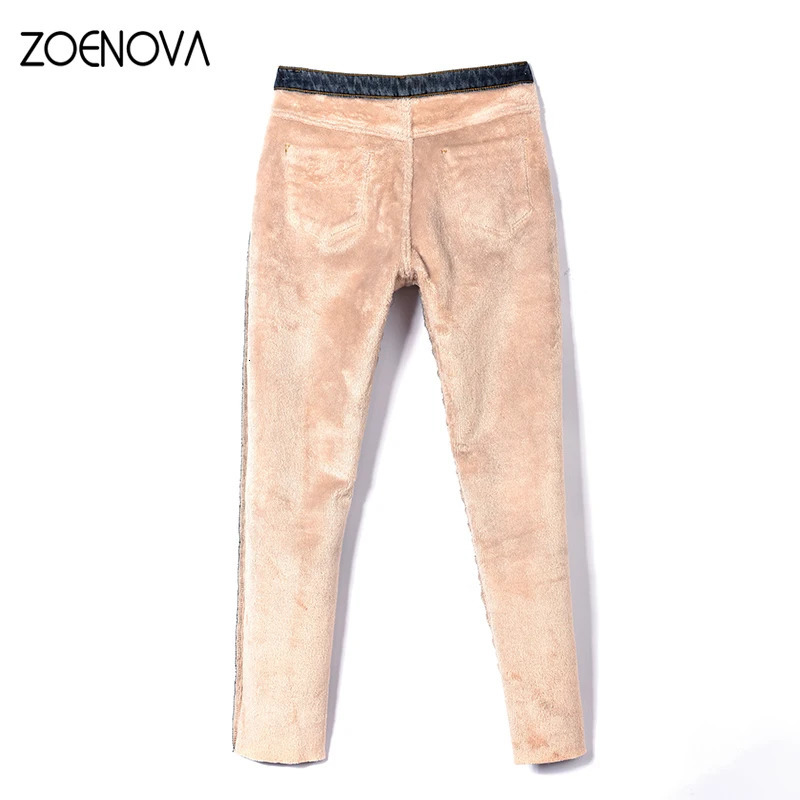 ZOENOVA Winter Warm Velvet Jeans for Women Elastic Casual Women Trouser Women Pantalon Jeans Y2K Jeans Soft Legs 241122