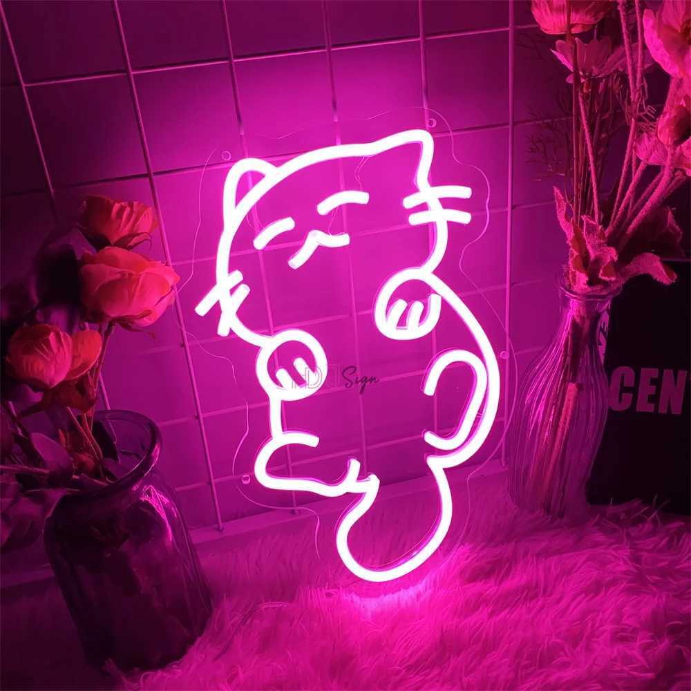 Cat LED Neon Sign Lights Childrens Bedroom Wall Decoration Neon Night Lights USB Creative Birthday Gift Room Wall Decor Z241130