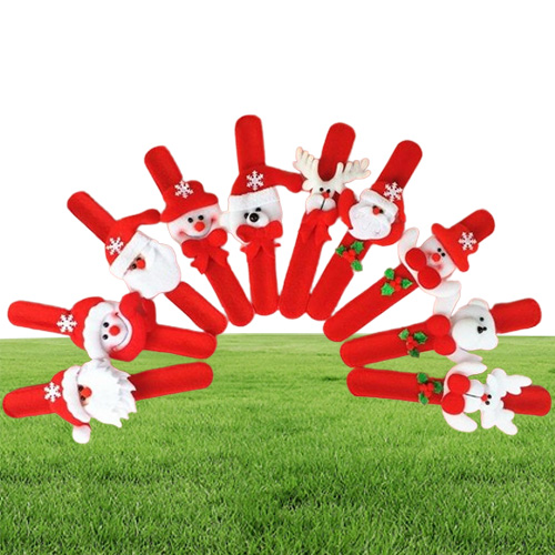 Xmas Party Favors Santa Claus Slap Bracelet Christmas Reindeer Wrist Band Bangle festive event kids adults Gift red6246570