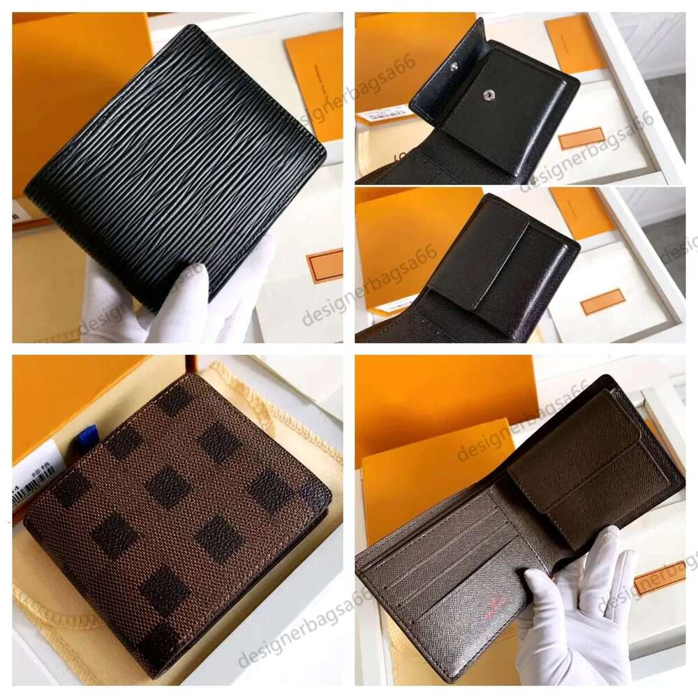 10A Quality Classic Style Folding Designer purses Brand Short Wallet Coffee grid pattern Purse Man Women Cards Holder wallets coin purse designer