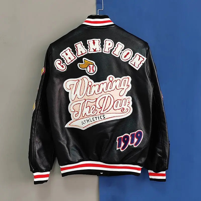 Street Letter Flocking Embroidered Jacket And Coat Men Y2K Harajuku Hip Hop Spliced Motorcycle Baseball Uniform 240415