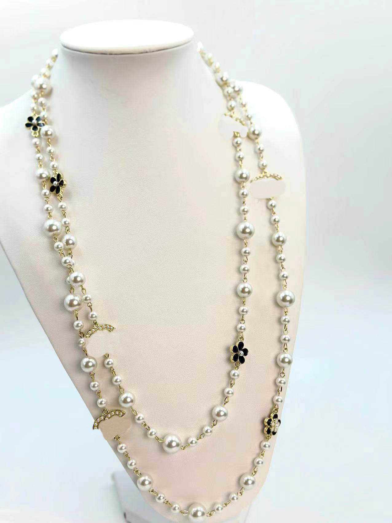 Classic Fashion Gold Plated Brand Designer Retro Long Pendants Necklaces Crystal Pearl Letter Choker Pendant Necklace Sweater Chain Jewelry Accessories