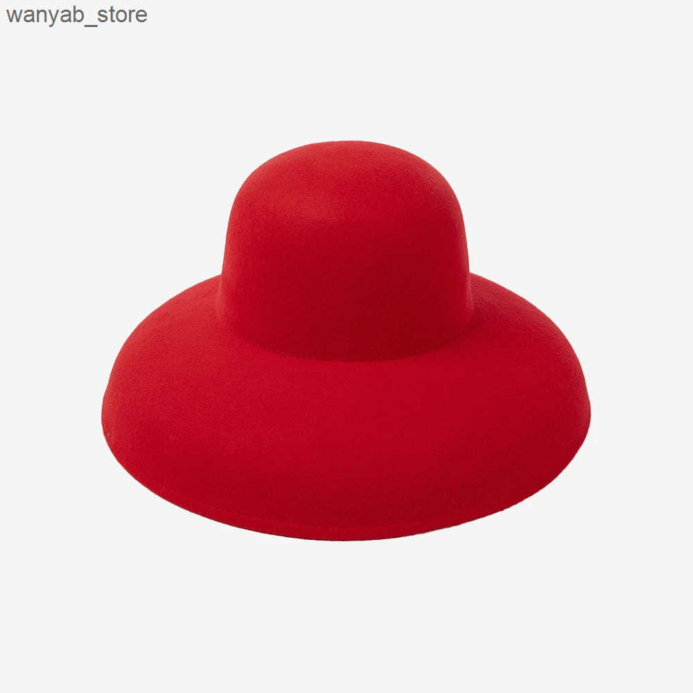 Wide Brim Hats Bucket Hats % Wool felt women vintage hat fashion hat wide brim hat L240910