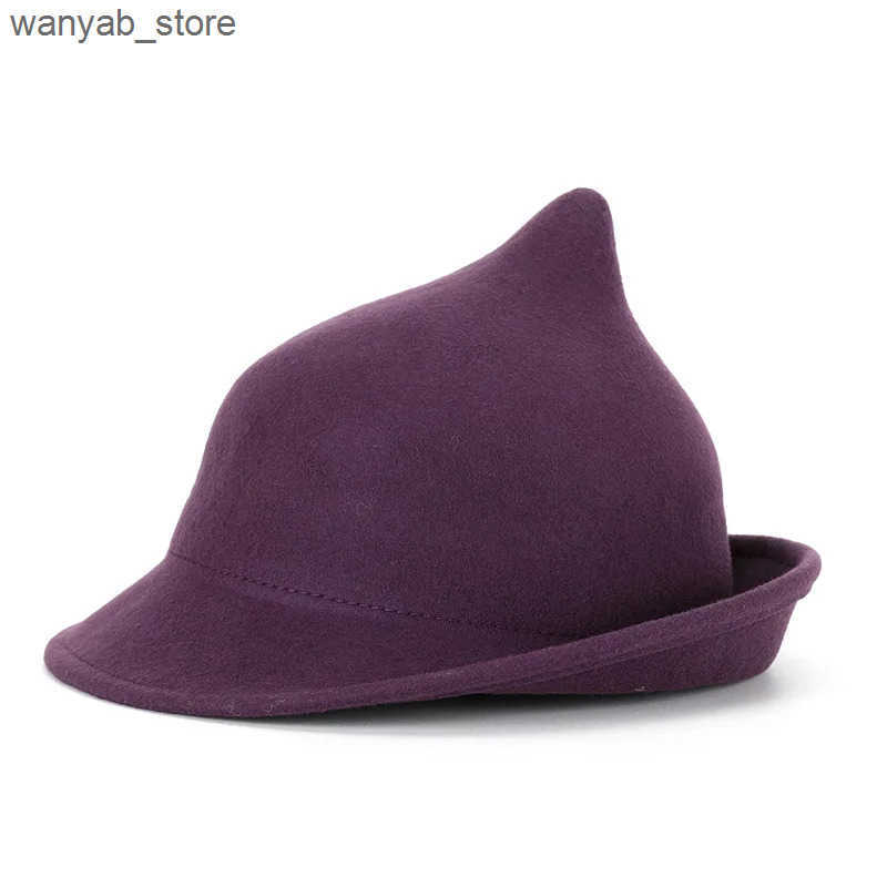 Wide Brim Hats Bucket Hats High Quality % Wool Modern Halloween Witch Hat Women Party Hat Festival Party Winter Cute Cap L240910