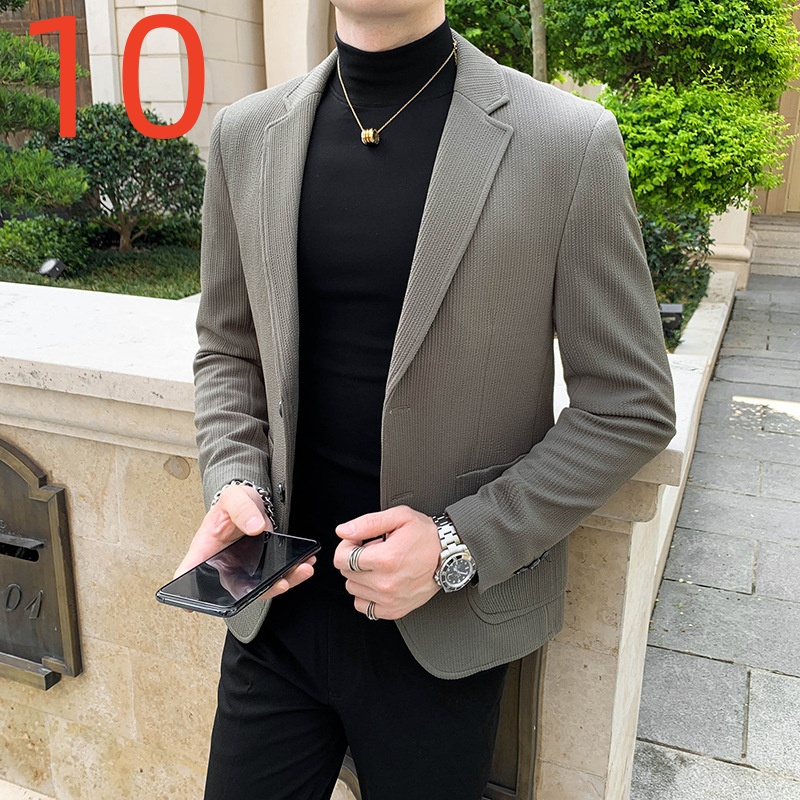 W339 Men's autumn double breasted suit casual suit
