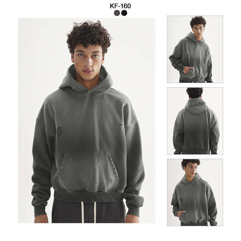 Men's Heavyweight Retro Loose Short For Teenagers With Off Shoulder Design, Double Layered Hat Men's Hoodie B3