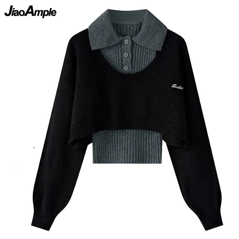 Women Autumn Winter Vintage Knit SweaterVestDenim Midi Skirt 3piece Suit 2024 Korean Elegant Pullover Dress Matching Set 241129